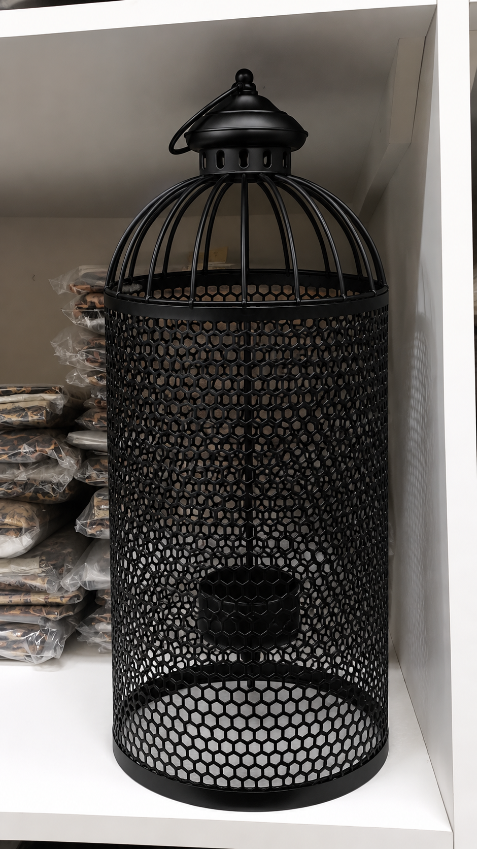 Cage: Round - Black with T-Light holders