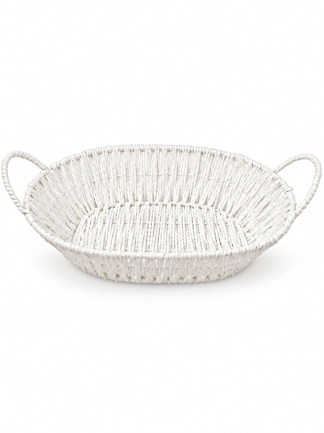 Oval woven bread basket with handles for hire