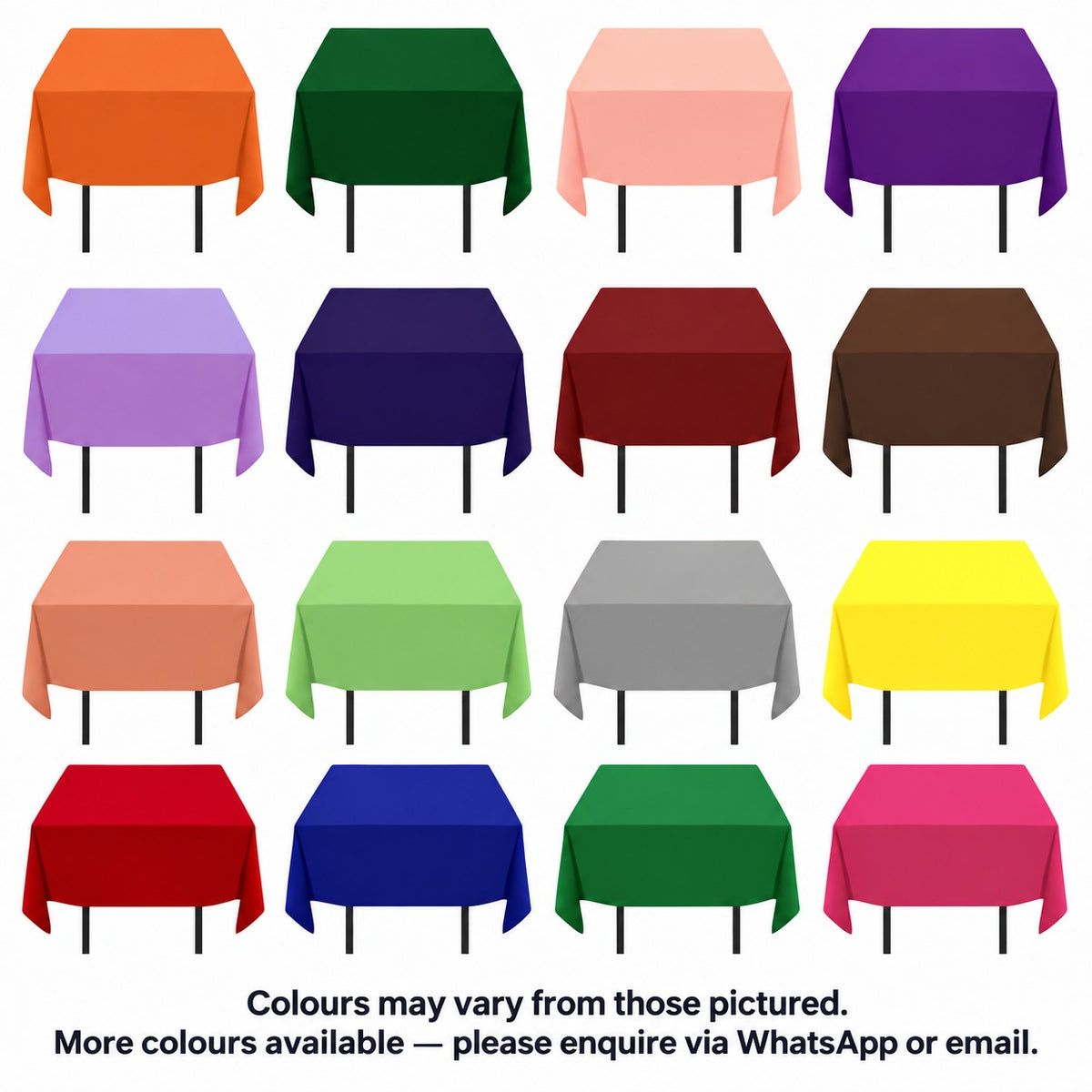 Plain tablecloth colour options for hire