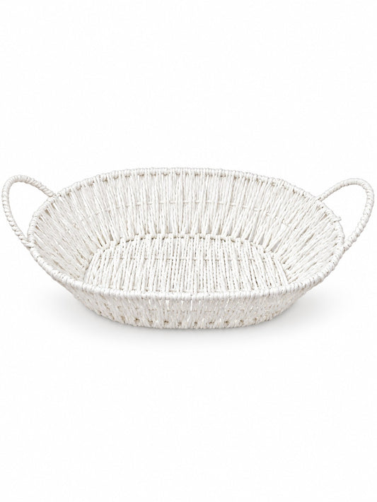 Oval woven bread basket with handles for hire