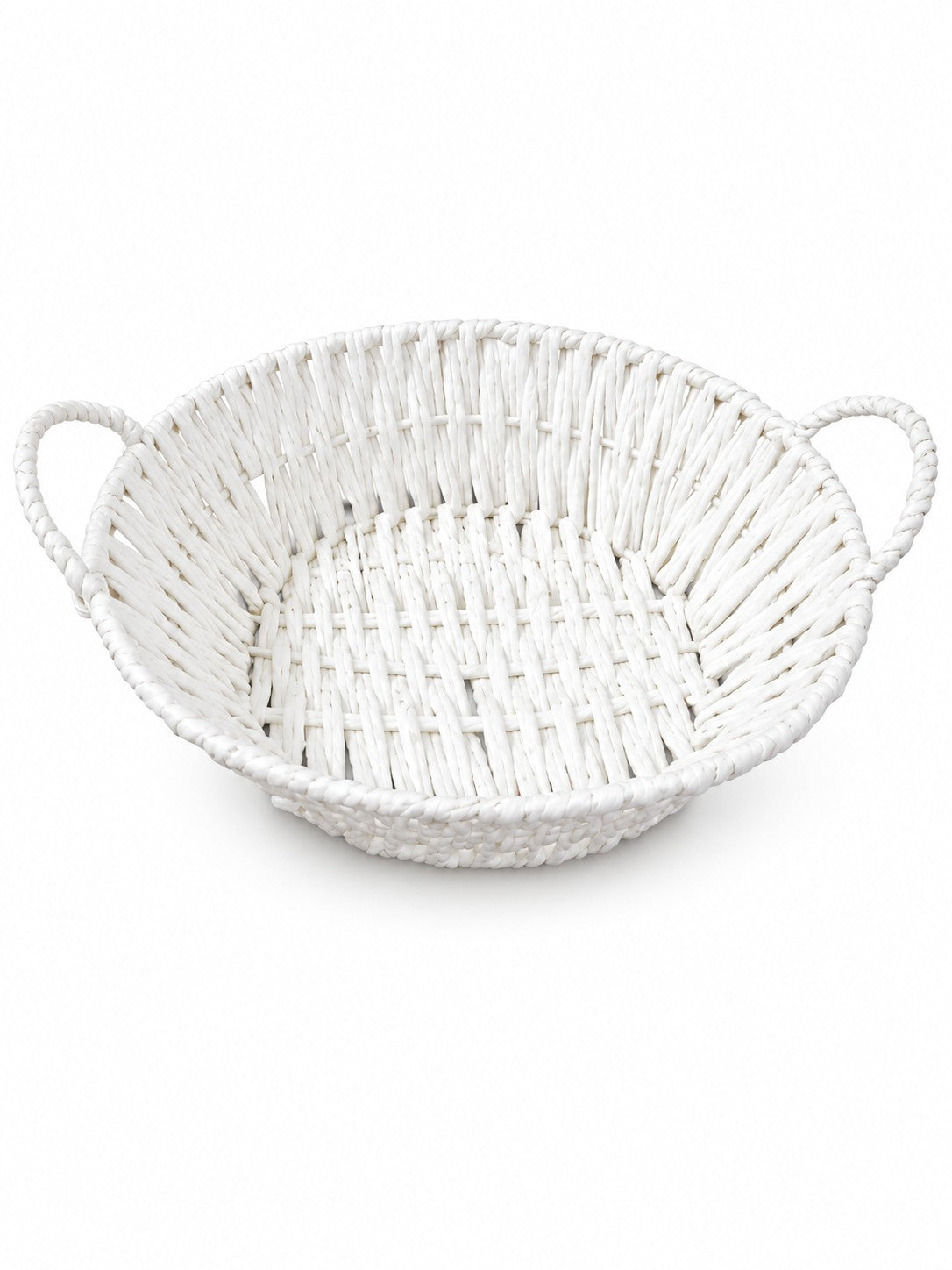 Round woven bread basket with handles for hire