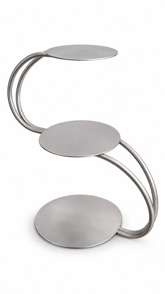Silver steel wedding cake stand for hire