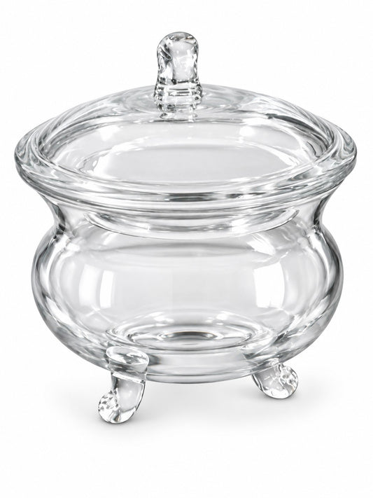Footed glass candy jar for hire