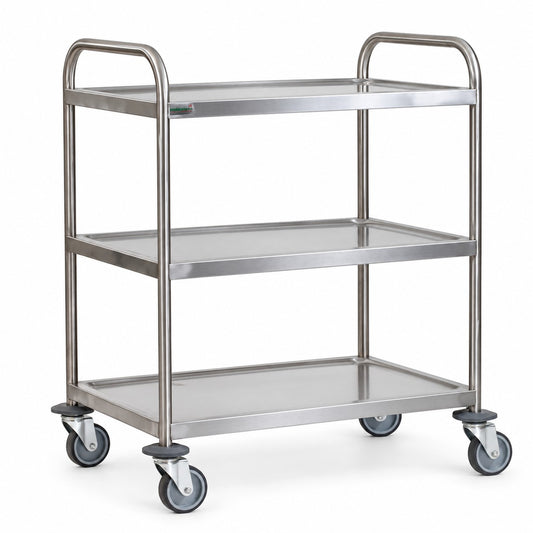 Stainless steel serving trolley for hire